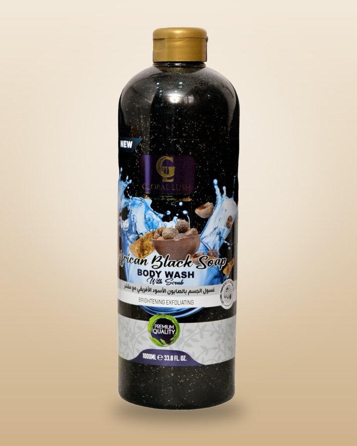 Global Lush African Black Soap Body Wash with Scrub 1000ml