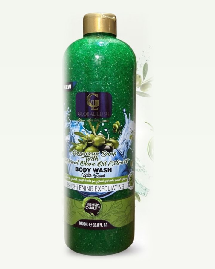 Global Lush Moroccan Soap with Natural Olive Oil Extract Body Wash with Scrub 1000ml