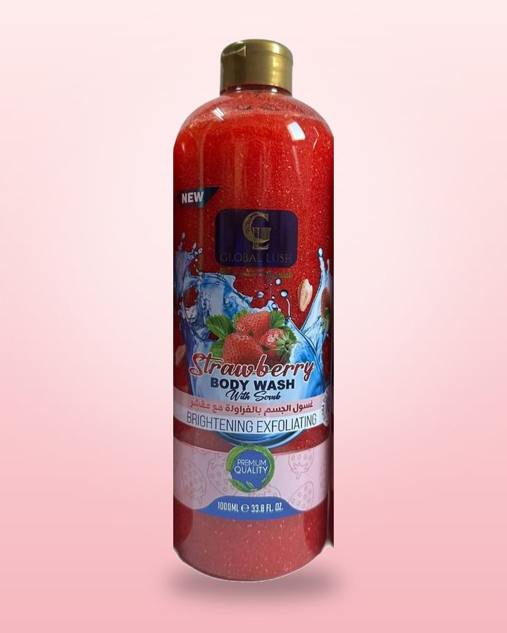 Global Lush Strawberry Body Wash with Scrub 1000ml